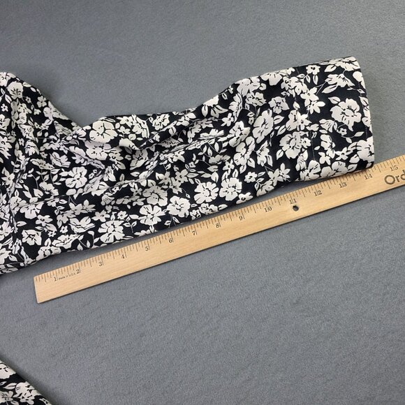 Chaps Shirt Womens Large Navy Blue White Floral Print No Iron Cotton Button Down - Picture 10 of 11